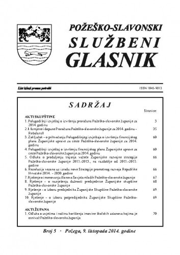Požeško-slavonski službeni glasnik : 5(2014) / odgovorni urednik Željko Obradović.
