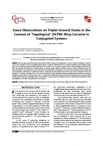 Some observations on triplet ground-states in the context of 'topological' (HLPM) ring-currents in conjugated systems / Timothy K. Dickens, Roger B. Mallion.