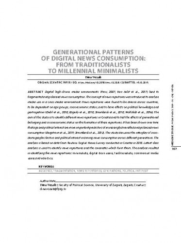 Generational patterns of digital news consumption : from traditionalists to millennial minimalists / Dina Vozab.