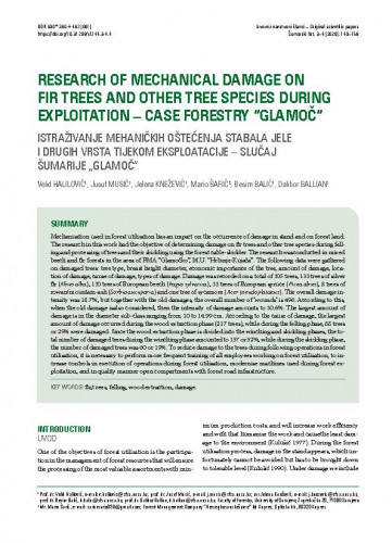 Research of mechanical damage on fir trees and other tree species during exploitation - case forestry 