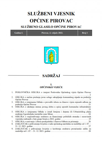 Službeni vjesnik Općine Pirovac : službeno glasilo Općine Pirovac / glavni urednik Marin Barić.