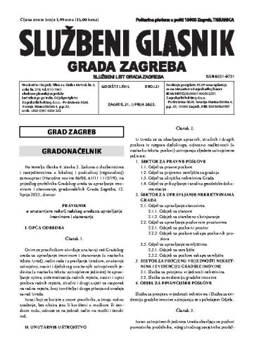 Službeni glasnik grada Zagreba : 67,21(2023)  / glavna urednica Mirjana Lichtner Kristić.