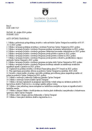 Službeni glasnik Zadarske županije : 31,8(2024)