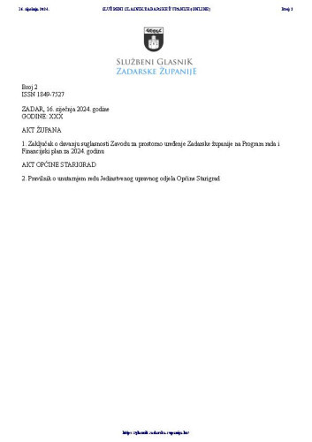 Službeni glasnik Zadarske županije : 31,2(2024)