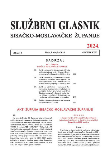 Službeni glasnik Sisačko-moslavačke županije : 31,4(2024)  / glavni i odgovorni urednik Branka Šimanović.