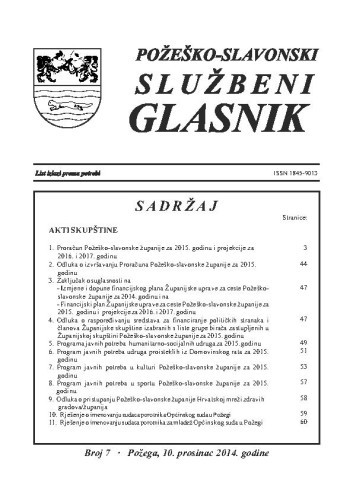 Požeško-slavonski službeni glasnik : 7(2014)  / odgovorni urednik Željko Obradović.