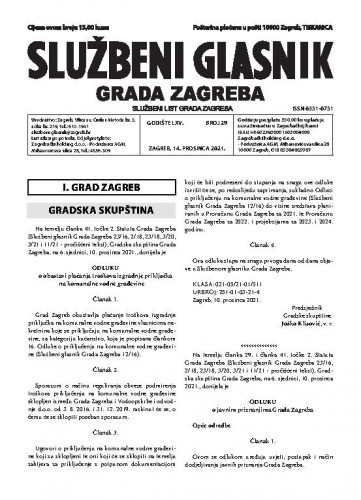 Službeni glasnik grada Zagreba : 65, 29(2021) / glavna urednica Mirjana Lichtner Kristić.