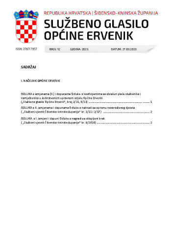 Službeno glasilo Općine Ervenik : 12(2023)  / glavni i odgovorni urednik Predrag Burza.
