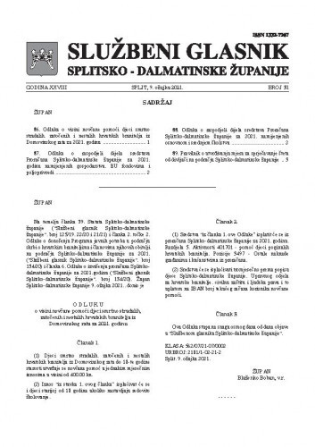Službeni glasnik Županije splitsko-dalmatinske : 28, 31(2021) /