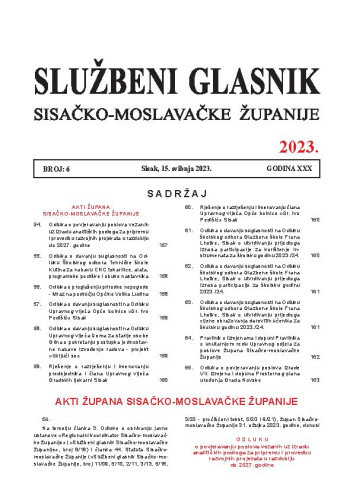 Službeni glasnik Sisačko-moslavačke županije : 30,6(2023)  / glavni i odgovorni urednik Branka Šimanović.