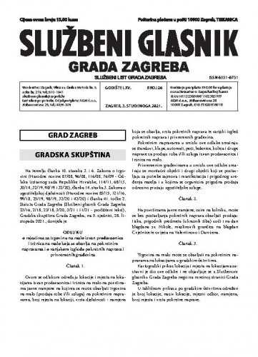 Službeni glasnik grada Zagreba : 65, 26(2021) / glavna urednica Mirjana Lichtner Kristić.