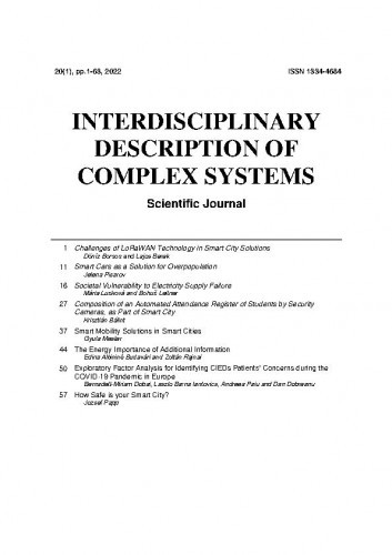 Interdisciplinary description of complex systems : 20,1(2022) / Josip Stepanić editor-in-chief.
