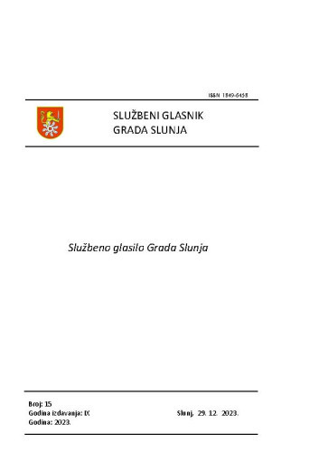 Službeni glasnik Grada Slunja : 9,15(2023)  / Mirjana Puškarić, glavna i odgovorna urednica.