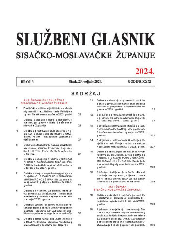Službeni glasnik Sisačko-moslavačke županije : 31,3(2024)  / glavni i odgovorni urednik Branka Šimanović.