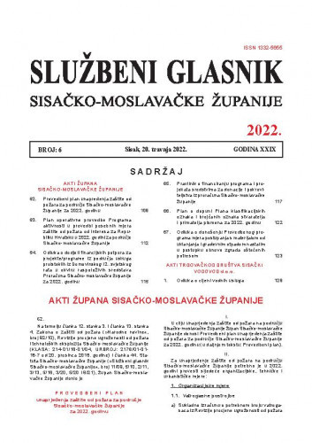 Službeni glasnik Sisačko-moslavačke županije : 29,6(2022) / glavni i odgovorni urednik Branka Šimanović.