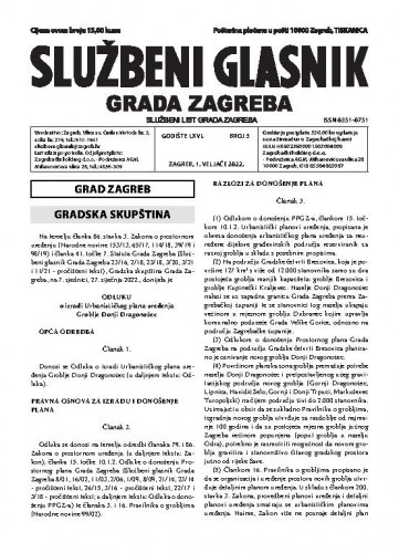 Službeni glasnik grada Zagreba : 66, 3(2022) / glavna urednica Mirjana Lichtner Kristić.