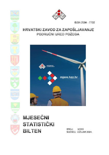 Mjesečni statistički bilten : 30,3(2024)  / Hrvatski zavod za zapošljavanje, Područni ured Požega ; uredništvo Martina Keller.