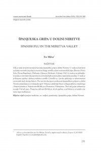 Španjolska gripa u dolini Neretve = Spanish flu in the Neretva Valley / Ivo Mišur.