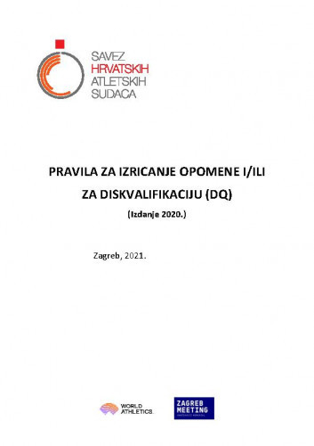 Pravila za izricanje opomena i/ili za diskvalifikaciju (DQ) / urednica Vesna Babić ; prevele Ana Delalija, Željka Jaklinović-Fressl.