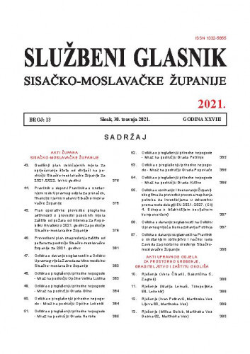 Službeni glasnik Sisačko-moslavačke županije : 28,13(2021) / glavni i odgovorni urednik Vesna Krnjaić.
