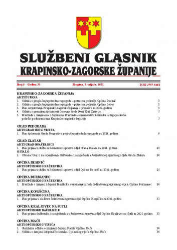 Službeni glasnik Krapinsko-zagorske županije : 29,5(2021) / Dubravka Sinković, glavni i odgovorni urednik.