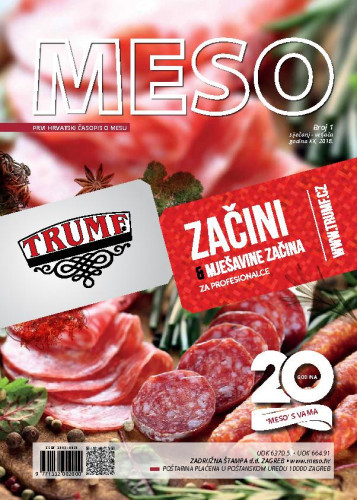 Meso   : prvi hrvatski časopis o mesu : 20,1(2018)  / glavna i odgovorna urednica, editor-in-chief Katarina Lučić.