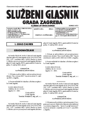 Službeni glasnik grada Zagreba : 67,4(2023)  / glavna urednica Mirjana Lichtner Kristić.