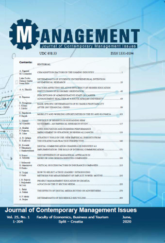Management : journal of contemporary management issues : 25, 1 (2020) / editor-in-chief Nikša Alfirević.