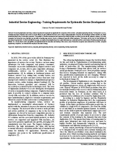 Industrial service engineering : training requirements for systematic service development / Clemens Fischer, Herbert-Michael Richter.