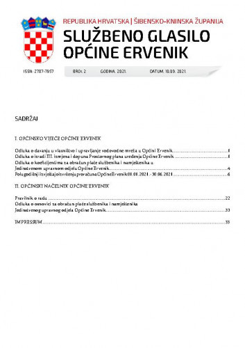 Službeno glasilo Općine Ervenik : 2(2021) / glavni i odgovorni urednik Predrag Burza.