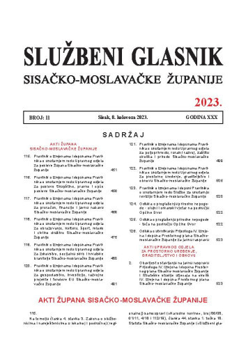 Službeni glasnik Sisačko-moslavačke županije : 30,11(2023)  / glavni i odgovorni urednik Branka Šimanović.