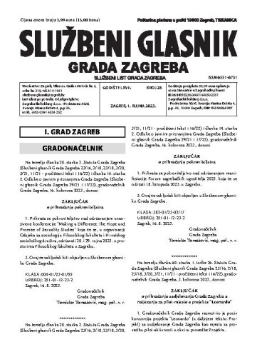 Službeni glasnik grada Zagreba : 67,28(2023)  / glavna urednica Mirjana Lichtner Kristić.