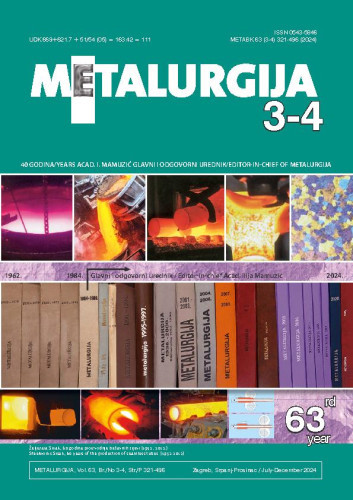 Metalurgija  : časopis za teoriju i praksu u metalurgiji = Metallurgy : [journal for theory and practice in metallurgy] : 63,3/4(2024) / glavni i odgovorni urednik Ilija Mamuzić.