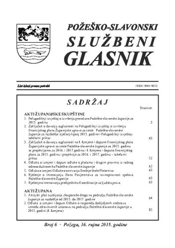 Požeško-slavonski službeni glasnik : 6(2015)  / odgovorni urednik Željko Obradović.