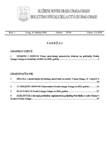 Službene novine grada Umaga  : Gazzetta ufficiale della città di Umago : 31,1(2024)
