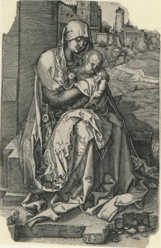 [Bogorodica s djetetom pored gradskih zidina] / Nepoznati autor prema Albrechtu Düreru.