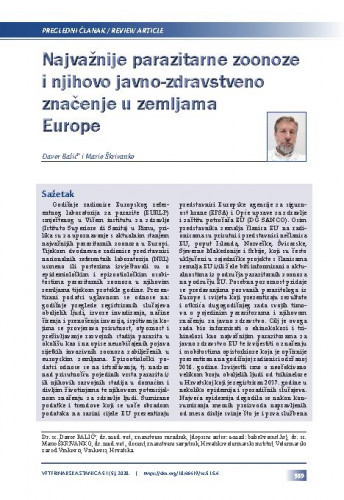 Najvažnije parazitarne zoonoze i njihovo javno-zdravstveno značenje u zemljama Europe / Davor Balić, Mario Škrivanko.