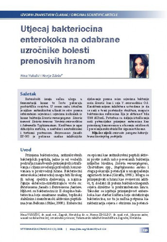 Utjecaj bakteriocina enterokoka na odabrane uzročnike bolesti prenosivih hranom / Nina Vukušić, Nevijo Zdolec.