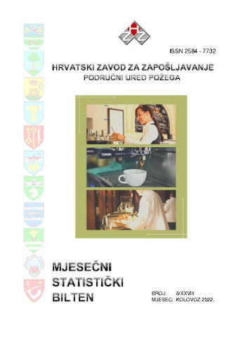 Mjesečni statistički bilten : 28,8(2022)   / Hrvatski zavod za zapošljavanje, Područni ured Požega ; uredništvo Martina Keller.