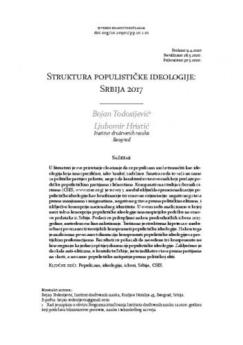 Struktura populističke ideologije : Srbija 2017 / Bojan Todosijević, Ljubomir Hristić.