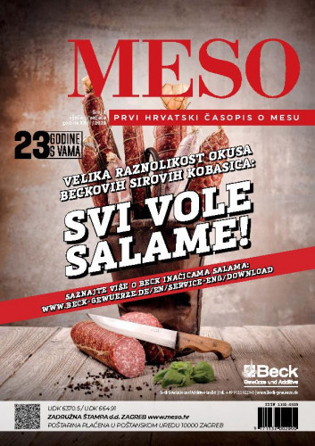 Meso   : prvi hrvatski časopis o mesu : 23,1(2021)  / glavna i odgovorna urednica, editor-in-chief Katarina Lučić.