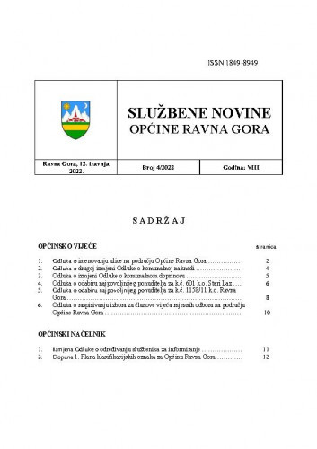 Službene novine Općine Ravna Gora : službeno glasilo Općine Ravna Gora : 8,4(2022) / glavni urednik Mišel Šćuka.