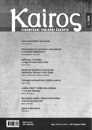 Kairos : evanđeoski teološki časopis 12,1(2018) / glavni i odgovorni urednik Stanko Jambrek.