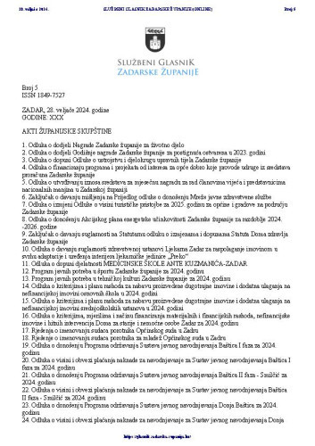 Službeni glasnik Zadarske županije : 31,5(2024)