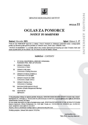 Oglas za pomorce : 11(2022)  / glavni urednik Vinka Kolić.