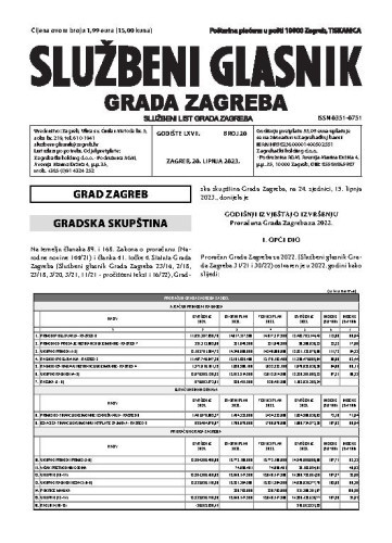 Službeni glasnik grada Zagreba : 67,20(2023)  / glavna urednica Mirjana Lichtner Kristić.