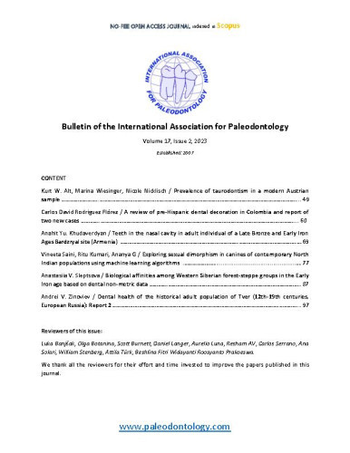 Bulletin of the International Association for Paleodontology  : 17,2(2023) / editor in chief Marin Vodanović.