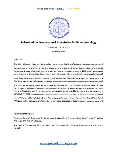 Bulletin of the International Association for Paleodontology  : 17,1(2023) / editor in chief Marin Vodanović.