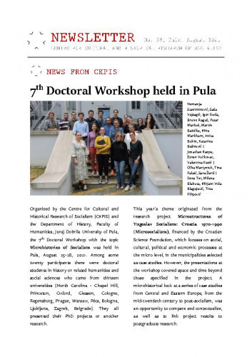 Newsletter : 58(2021) / Centre for Cultural and Historical Research of Socialism = Centar za kultorološka i povijesna istraživanja socijalizma ; editor Anita Buhin.