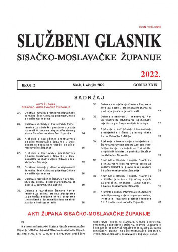 Službeni glasnik Sisačko-moslavačke županije : 29,2(2022) / glavni i odgovorni urednik Branka Šimanović.